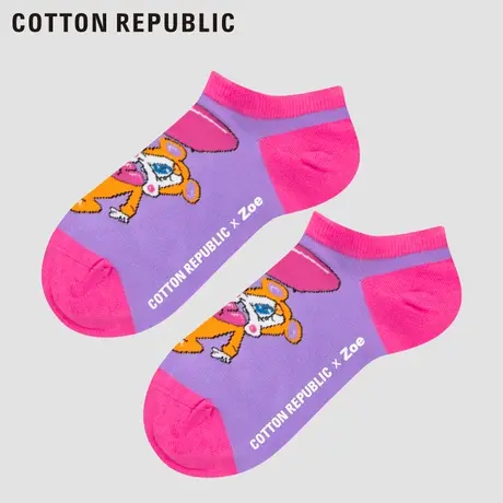 Cotton Republic/棉花共和国女士船袜ZOE合作款 紫色情侣卡通棉袜图片