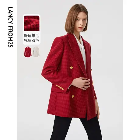 【会员专享】朗姿羊毛法式质感高级休闲职业西服女春新款西装外套图片