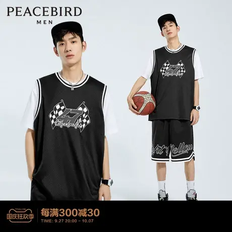 太平鸟男装 2023夏季新款篮球套装美式街头休闲时尚潮流清爽男图片