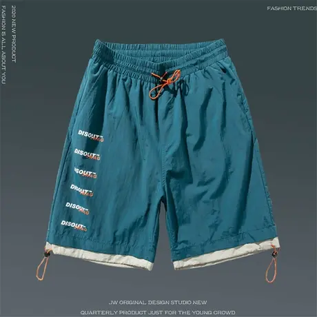 短裤男士夏季潮牌外穿休闲韩版潮流冰丝五分中裤运动七分裤沙滩裤商品大图