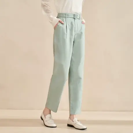 【商场同款】茵曼2023春季女装新款简约通勤宽松遮肉萝卜九分裤图片