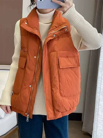 2023秋冬新款羽绒棉马甲外套女韩版短款宽松显瘦休闲无袖背心马夹图片