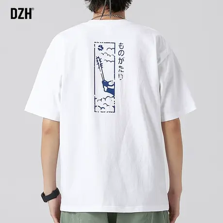 青少年日系短袖t恤男夏季纯棉半袖印花上衣2023新款白色体恤衣服商品大图