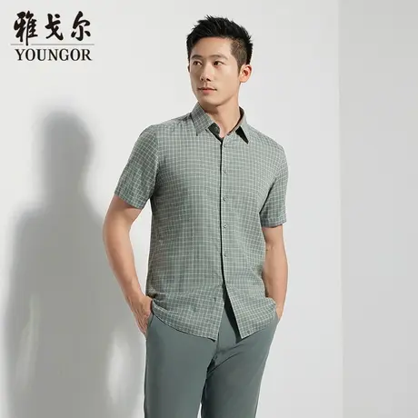 【商场同款】雅戈尔男士短袖衬衫夏季新款官方商务休闲短袖衬衫男商品大图