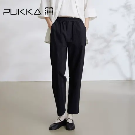 蒲PUKKA 2023早秋新品提花宽松全腰橡筋萝卜裤商品大图