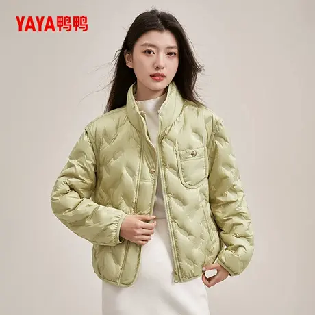 鸭鸭韩版立领短款轻薄羽绒服女2024冬新品时尚轻熟百搭外套小个子商品大图