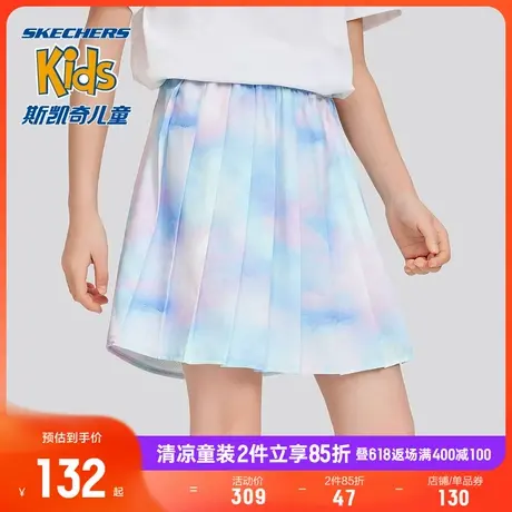 Skechers斯凯奇女童裤裙雪纺百褶裙撞色夏季儿童蓝紫渐变运动短裤商品大图