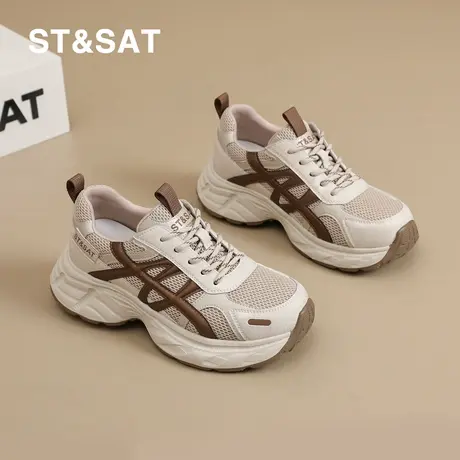 St&Sat/星期六厚底老爹鞋女鞋秋季网面透气休闲运动鞋舒适慢跑鞋商品大图