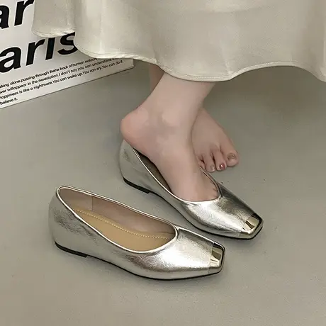 气质百搭单鞋女2025新款秋季法式高级感绝美小皮鞋方头一脚蹬鞋子商品大图