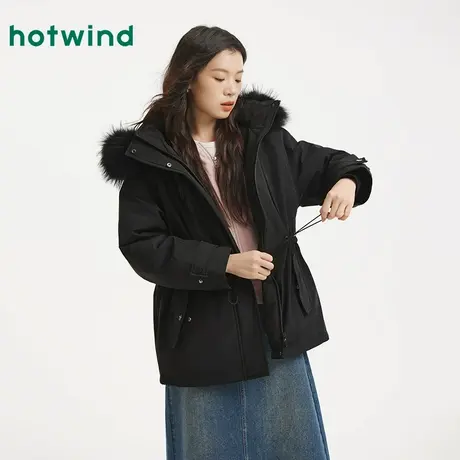 热风2025年冬季新款女士时尚抽绳派克羽绒服商品大图