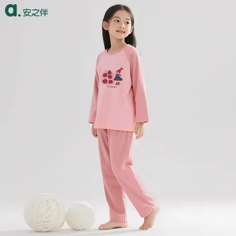安之伴童装100%纯棉睡衣10A抗菌长袖套装儿童春秋可外穿家居服商品大图