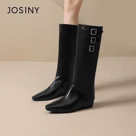 【一鞋两穿】卓诗尼骑士靴女2025秋冬新款英伦风内增高切尔西长靴图片