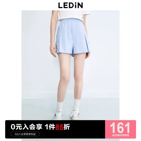 乐町少女衬衫短裤松紧腰身材包容23年秋季新款女生易打理休闲裤商品大图