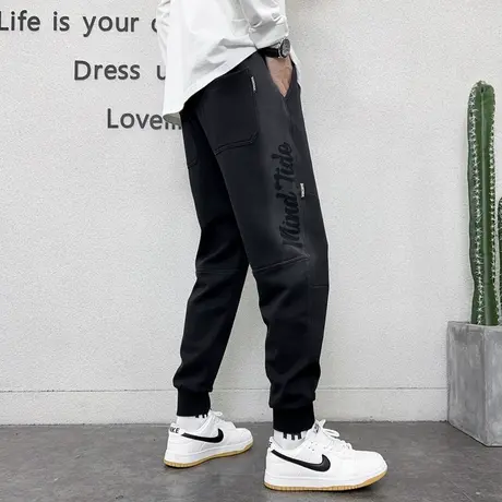 运动裤男春秋季2023新款宽松束脚卫裤潮男重磅美式轻熟潮流休闲裤图片