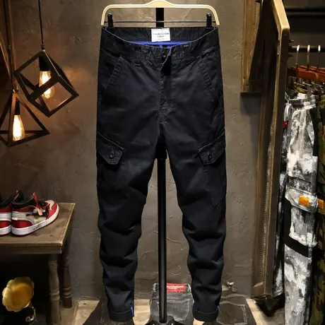 春夏款休闲裤男裤子男潮流百搭宽松直筒工装长裤百搭港风潮牌男装商品大图
