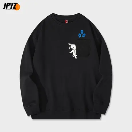 情侣卫衣春秋款圆领纯棉长袖男潮ins潮牌卡通刺绣套头带口袋外套商品大图