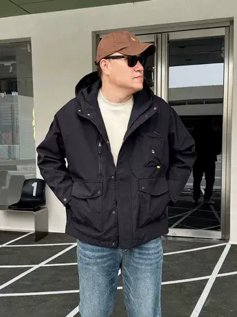 DAEVU春秋廓版大码男装户外休闲大号潮胖子加肥加大连帽夹克外套商品大图