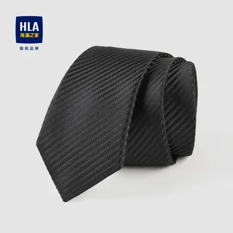 HLA/海澜之家商务领带2023新黑色条纹亮丽光滑质感正装通勤领带男商品大图