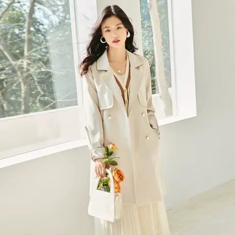 时尚气质风衣外套春季新款女士简约百搭修身显瘦中长款上衣商品大图