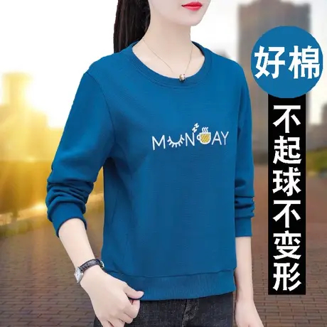 恋上17号圆领卫衣女春季2023年新款中年妈妈宽松春秋薄款上衣时尚图片