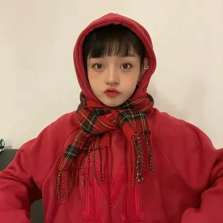 红续刺绣复古酒红色加绒加厚连帽卫衣女显白宽松小个子新款上衣图片