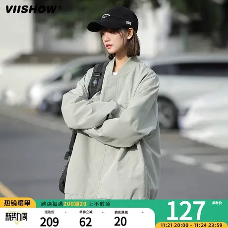 VIISHOW飞行员外套男春秋季日系复古休闲工装宽松潮牌夹克棒球服商品大图