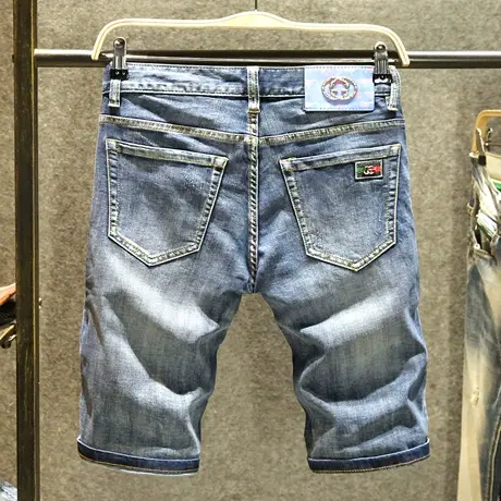 夏季薄款牛仔短裤男原创设计大牌刺绣五分裤个性韩版青年休闲中裤商品大图