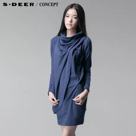 sdeer圣迪奥2014春装新款女装纯色堆领女式针织衫3381291🦇图片