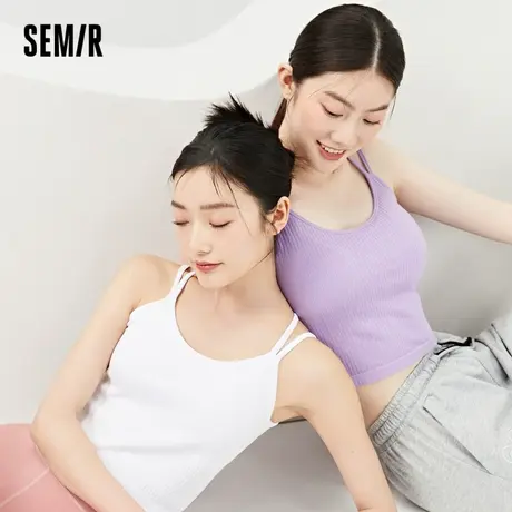 森马内衣女夏季薄款美背背心式带杯垫运动休闲无钢圈学生文胸商品大图