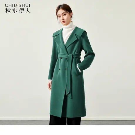 秋水伊人中长款优雅大衣冬季2023年新款女装设计感翻驳领毛呢外套图片