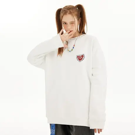 Nuthink欧美小众设计感爱心圆领卫衣男潮中性风加绒加厚情侣外套商品大图