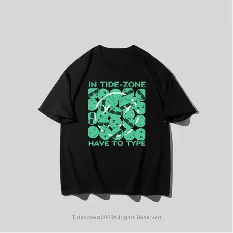 Ohlyah涂鸦笑脸印花纯棉上衣男美式潮牌街头嘻哈圆领短袖学生T恤商品大图