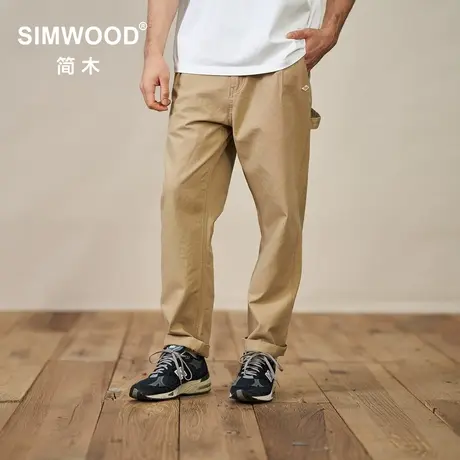 Simwood简木男装【LS06宽松直筒】男士刺绣长裤欧美简约休闲裤男商品大图