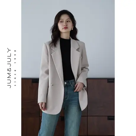 嘉茱莉2023秋季新款休闲西装外套女小个子宽松西服上衣设计感上衣商品大图