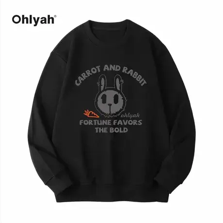 Ohlyah潮牌卡通印花无帽卫衣女春秋款宽松潮牌学生薄款长袖上衣商品大图