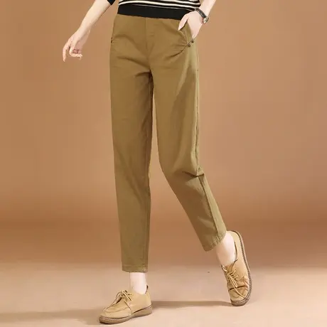 韩潮袭人松紧腰纯色宽松休闲长裤女2023秋季新款百搭显瘦哈伦裤商品大图
