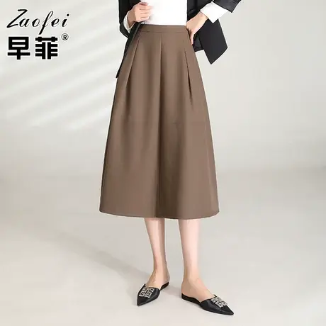 2022秋季新款黑色高腰a字半身裙显瘦遮胯蓬蓬裙百搭伞裙大摆长裙图片