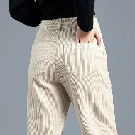 条绒裤女2023新款秋冬休闲哈伦裤加厚加绒女裤灯芯绒裤子女萝卜裤商品大图