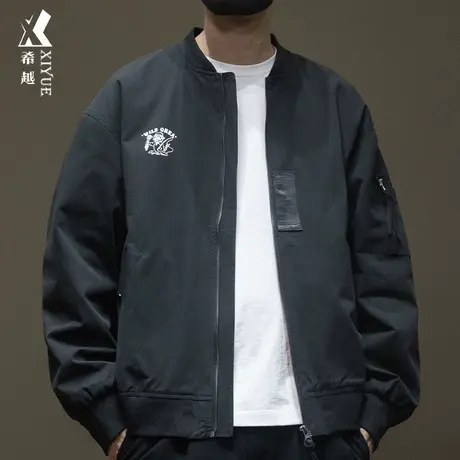 希越棒球服钓鱼印花外套男秋季宽松大码工装夹克潮牌百搭飞行员服图片