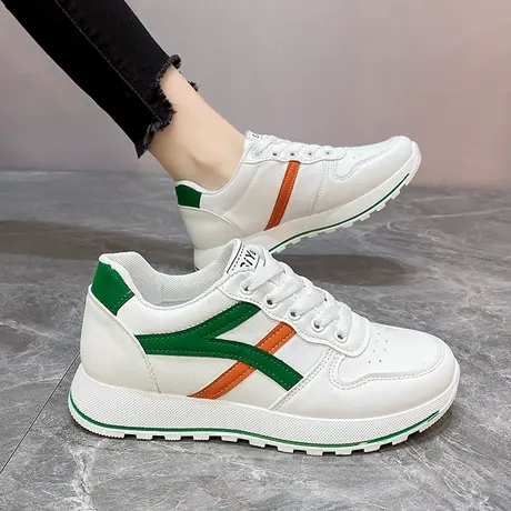 华夫休闲鞋女2023春秋新款黑白小众百搭德训轻便跑步休闲运动鞋女商品大图