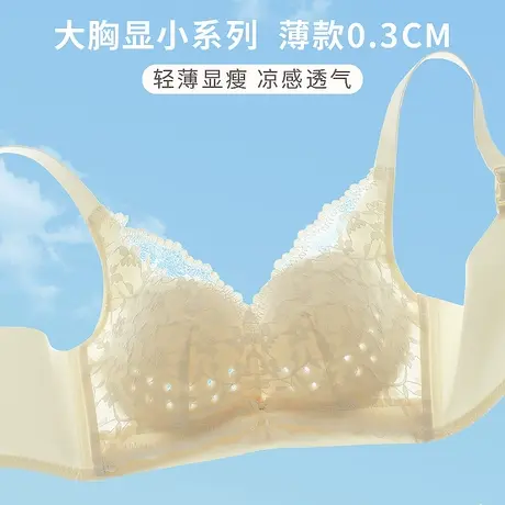 内衣女超薄款聚拢大胸显小轻薄显瘦上托防下垂收副乳蕾丝文胸胸罩商品大图