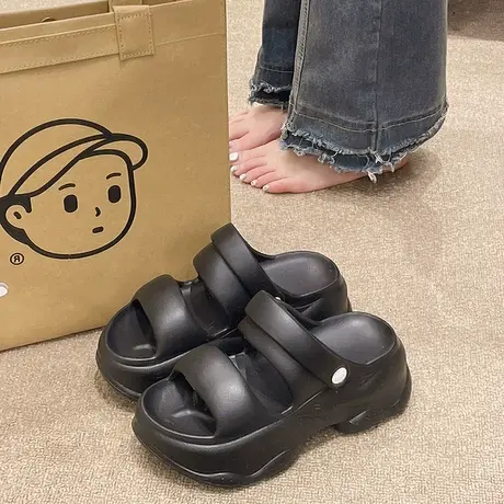 EVA厚底增高凉鞋女士夏季2025新款外穿沙滩罗马鞋两穿防滑凉拖鞋图片