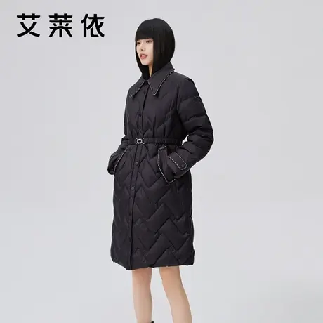 艾莱依2022年新款羽绒服女冬季中长款小香风过膝小众设计感薄外套商品大图