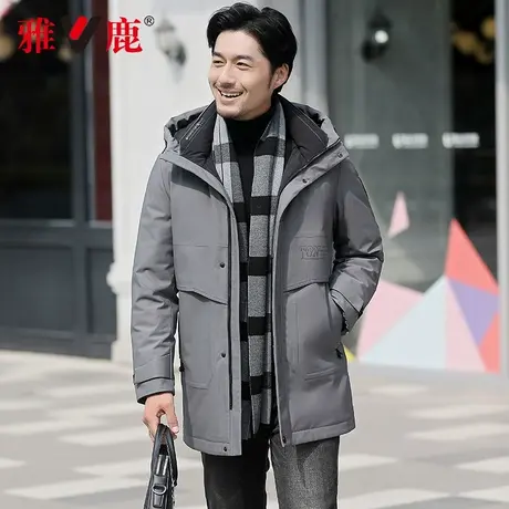 雅鹿羽绒服中年男士中长款2022年新款商务加厚爸爸中老年冬季外套商品大图