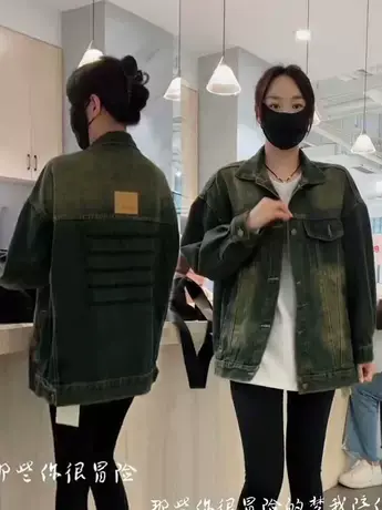 美式复古牛仔外套女秋季新款宽松工装上衣潮牌ins水洗夹克上衣潮商品大图