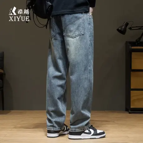 春秋美式复古水洗牛仔裤男2025秋冬季新款宽松大码男士休闲裤子潮商品大图