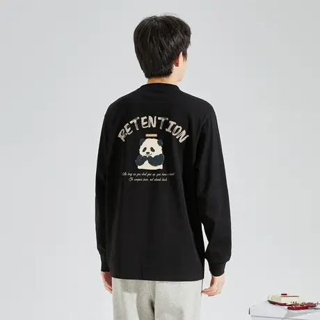 唐狮长袖T恤男秋季新款宽松休闲内搭后背印花圆领上衣打底衫t商品大图