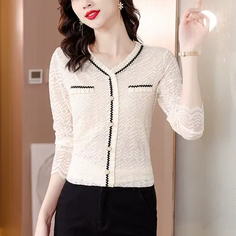 春秋女装2023年新款上衣蕾丝打底衫长袖内搭洋气小衫百搭时尚外穿商品大图