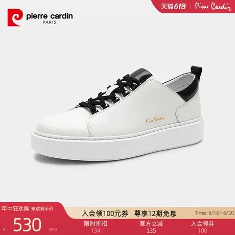 Pierre Cardin/皮尔卡丹男鞋系带休闲板鞋圆头真皮轻质防滑商品大图
