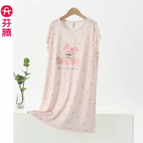 芬腾冰丝睡裙女款夏季短袖睡衣少女学生大码夏款凉感薄款夏天裙子商品大图